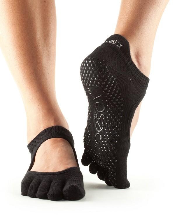 Шкарпетки для йоги ToeSox Grip Full Toe Bellarina (Black)