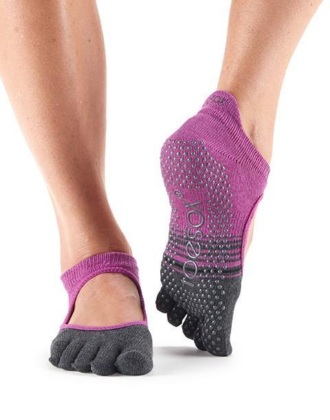 Шкарпетки для йоги ToeSox Grip Full Toe Bellarina (Mulberry Stripe)
