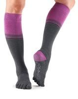 Шкарпетки для йоги ToeSox Grip Full Toe Scrunch Knee High (Mulberry Stripe)