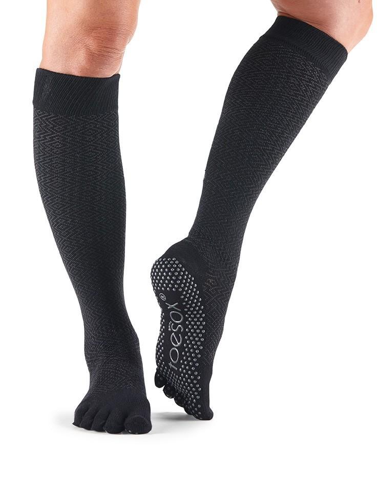 Шкарпетки для йоги ToeSox Grip Full Toe Scrunch Knee High (Onyx)