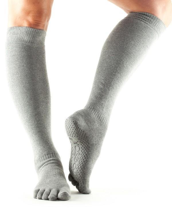 Шкарпетки для йоги ToeSox Grip Full Toe Scrunch Knee High (Heather Grey)