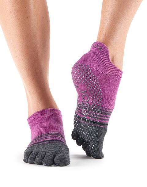 Шкарпетки для йоги ToeSox Grip Full Toe Low Rise (Mulberry Stripe)