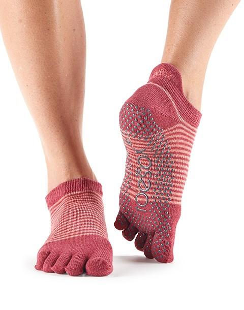 Шкарпетки для йоги ToeSox Grip Full Toe Low Rise (Pomegranate Stripe)