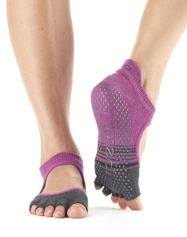 Шкарпетки для йоги ToeSox Grip Half Toe Bellarina (Mulberry Stripe)