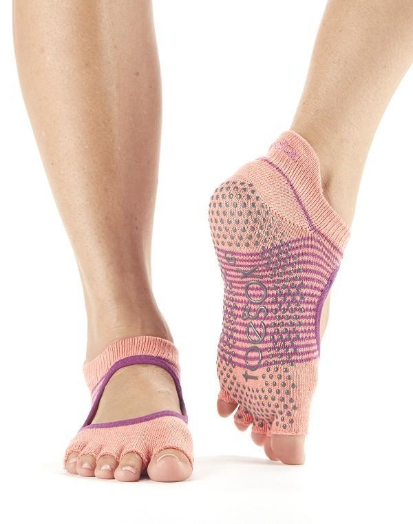 Шкарпетки для йоги ToeSox Grip Half Toe Bellarina (Persimmon Stripe)