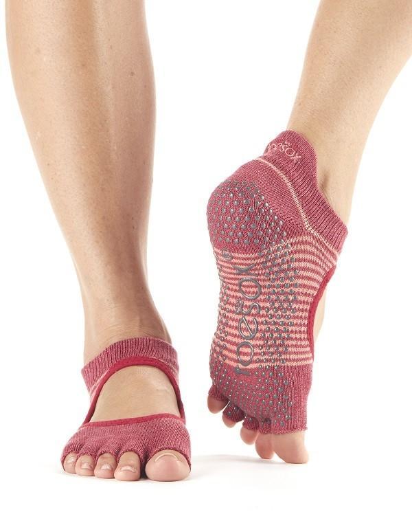 Шкарпетки для йоги ToeSox Grip Half Toe Bellarina (Pomegranate Stripe)