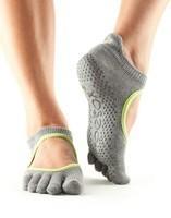 Шкарпетки для йоги ToeSox Grip Full Toe Bellarina (Heather Grey/Lime Triml)