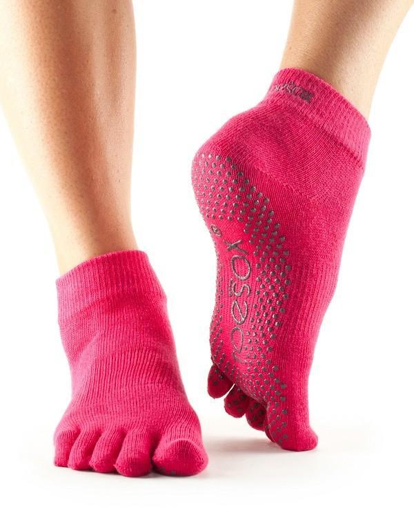 Шкарпетки для йоги ToeSox Grip Full Toe Ankle (Fuchsia)