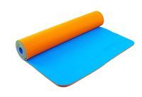 Килимок для фітнесу і йоги TPE+TC 6 мм двошаровий ZELART FI - 5172-5 помаранчево-синій