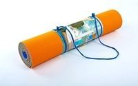 Килимок для фітнесу і йоги TPE+TC 6 мм двошаровий ZELART FI - 5172-5 помаранчево-синій