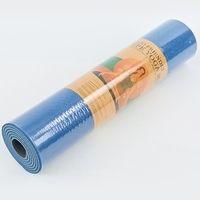 Килимок для фітнесу і йоги TPE+TC 6 мм двошаровий SP - Planeta FI - 3046-18 Синьо-сірий