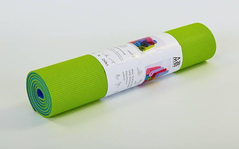 Килимок для фітнесу і йоги PVC 6 мм двошаровий SP - Planeta FI - 5558-3 салатово-блакитний