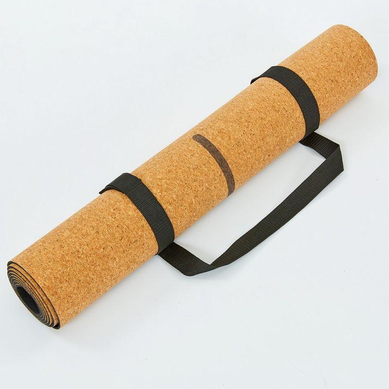 Килимок для йоги Пробковий каучуковий двошаровий 4мм Record FI - 7156-10 (з розміткою)