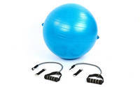 М'яч для фітнесу (фітбол) глянсовий з еспандерами 65 см PS FI - 075T-65