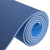 Килимок для фітнесу і йоги TPE+TC 6 мм двошаровий SP - Planeta FI - 3046-5 Синьо-блакитний
