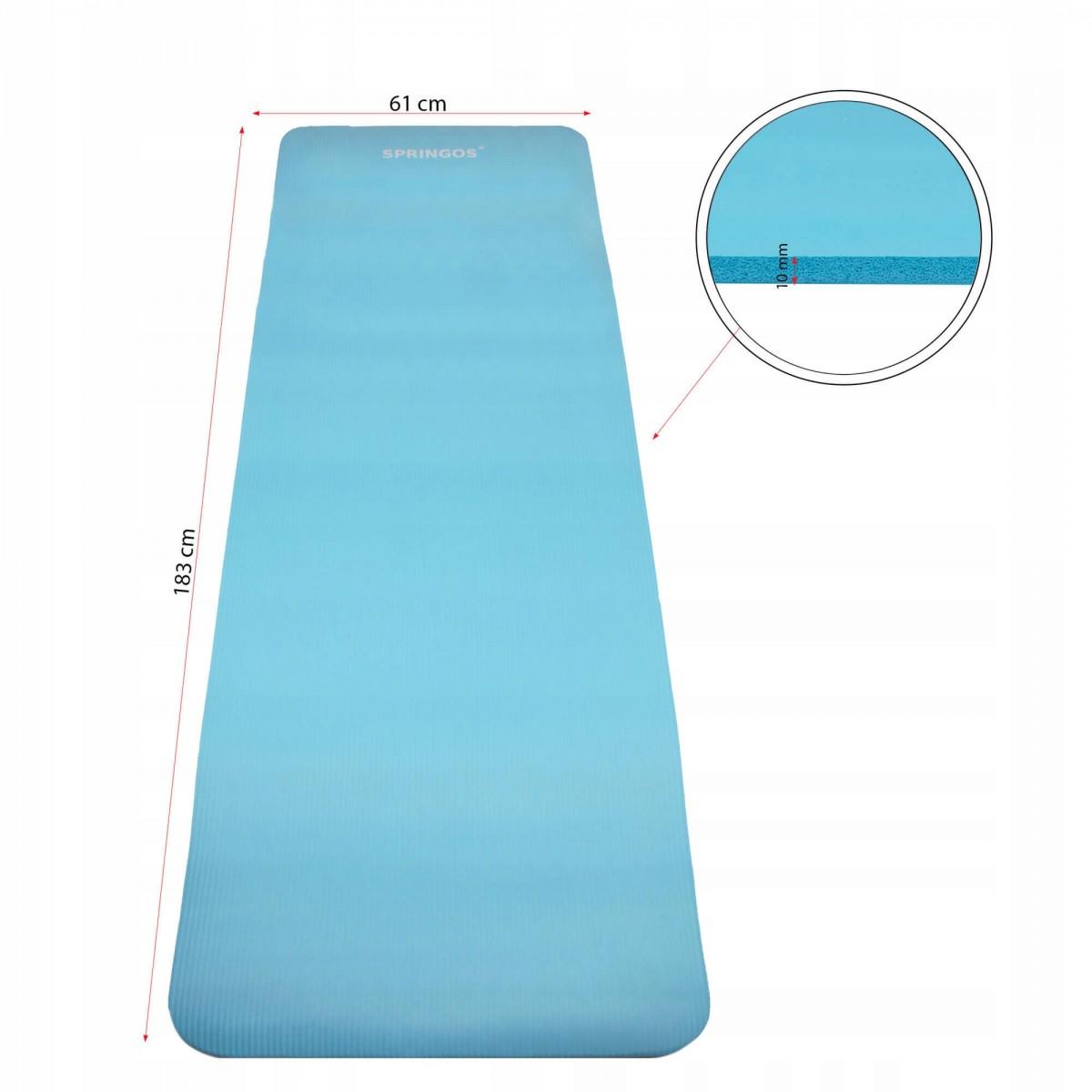 Килимок (мат) для йоги та фітнесу Springos NBR 1 см YG0033 Sky Blue