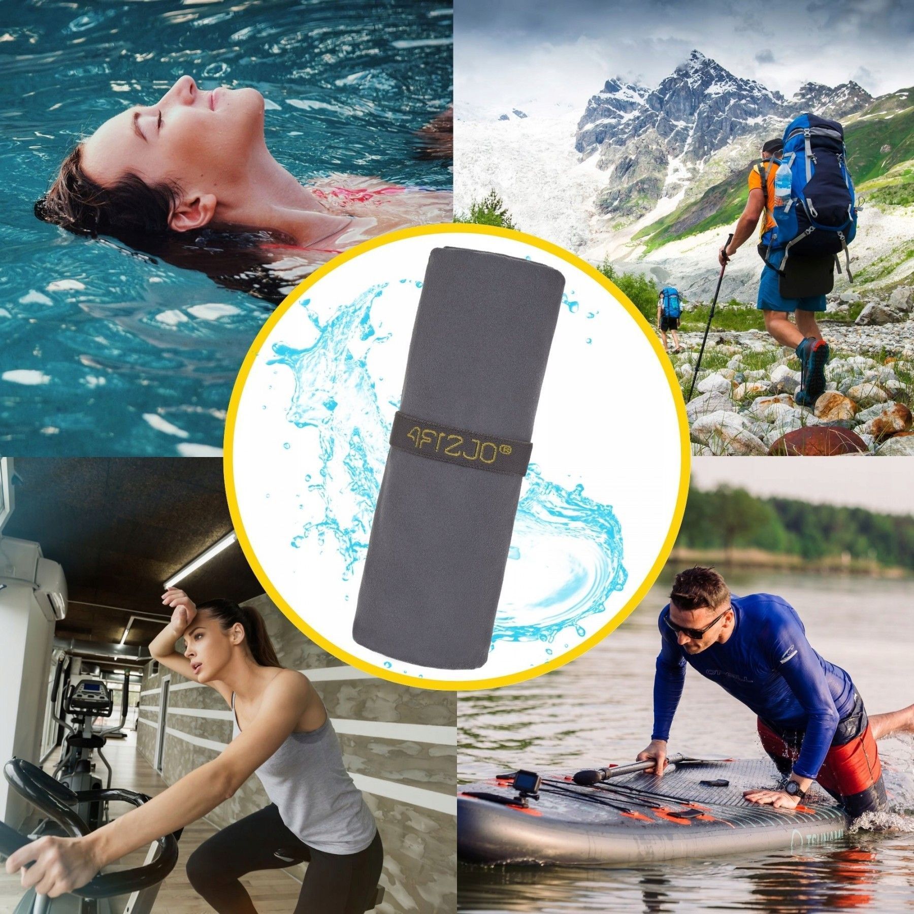 Рушник спортивний 4FIZJO 130 x 75 см з мікрофібри 4FJ0436 Grey