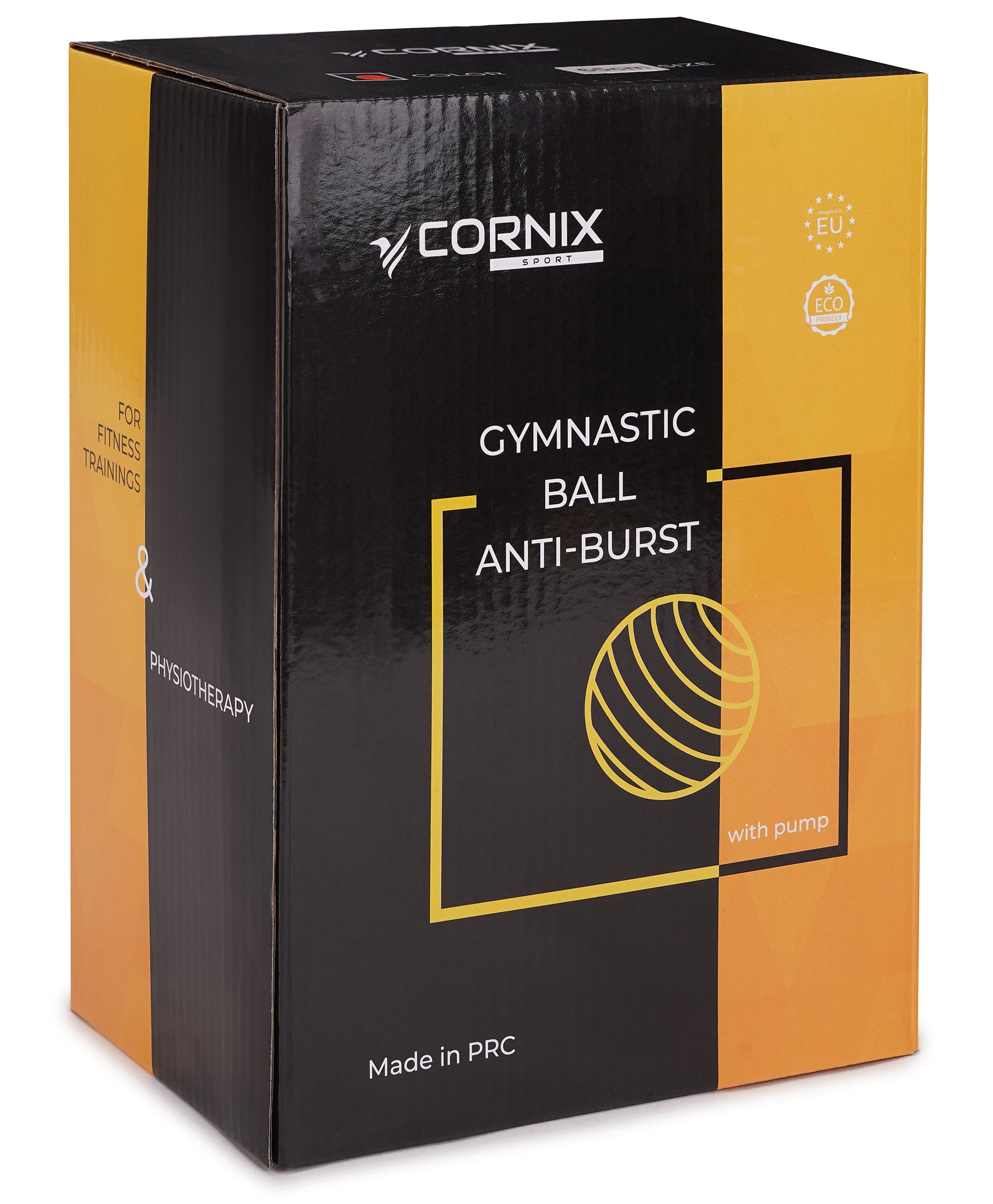 М'яч для фітнесу (фітбол) Cornix 55 см Anti-Burst XR-0014 Black