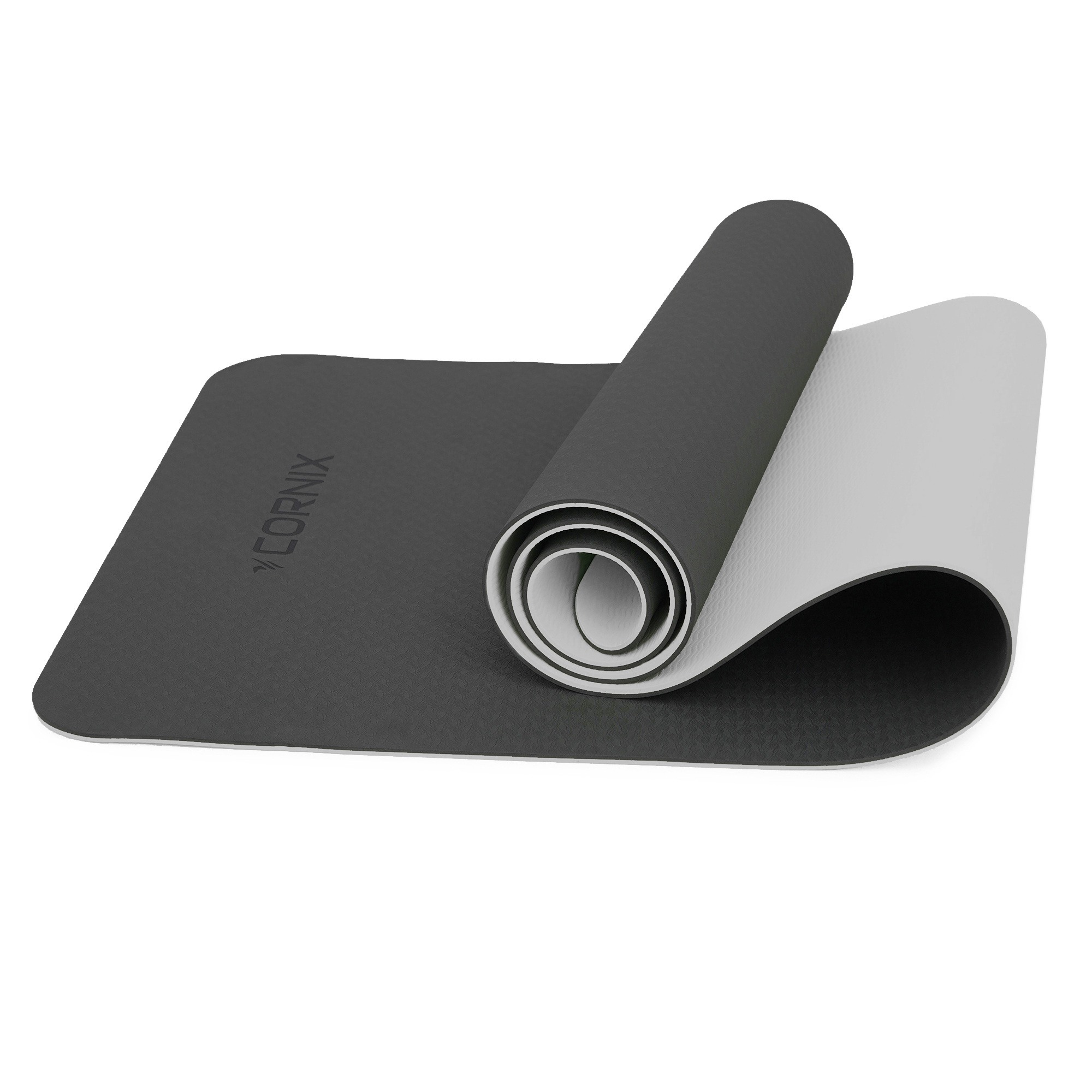 Килимок спортивний Cornix TPE 183 x 61 x 0.6 см для йоги та фітнесу XR-0349 Black/Grey