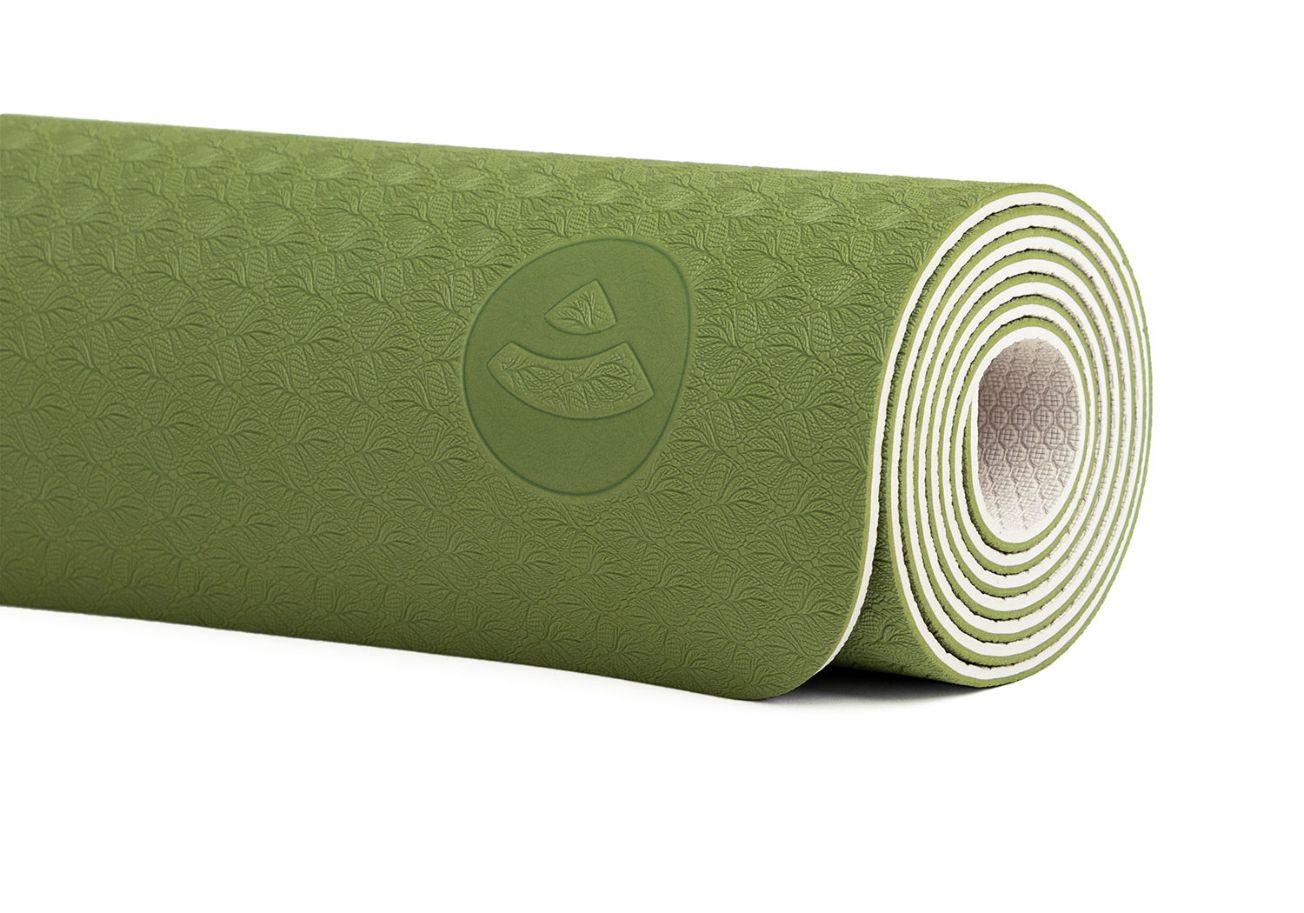 Килимок для йоги з TPE Flow Bodhi Оливковий/Пісочний