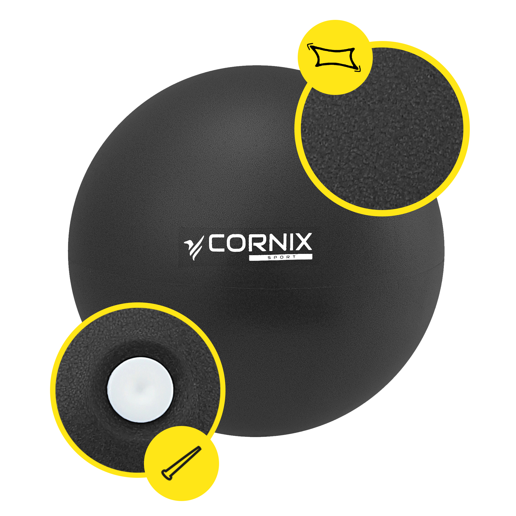 М'яч для пілатесу, йоги, реабілітації Cornix MiniGYMball 22 см XR-0371 Black