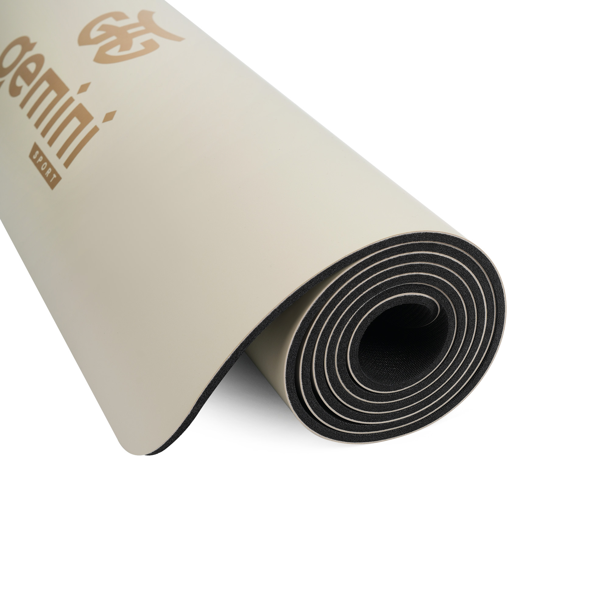 Килимок для йоги каучуковий поліуретан Gemini Sport Pro 183см*68см*5мм PUY-3900-10 Кремовий