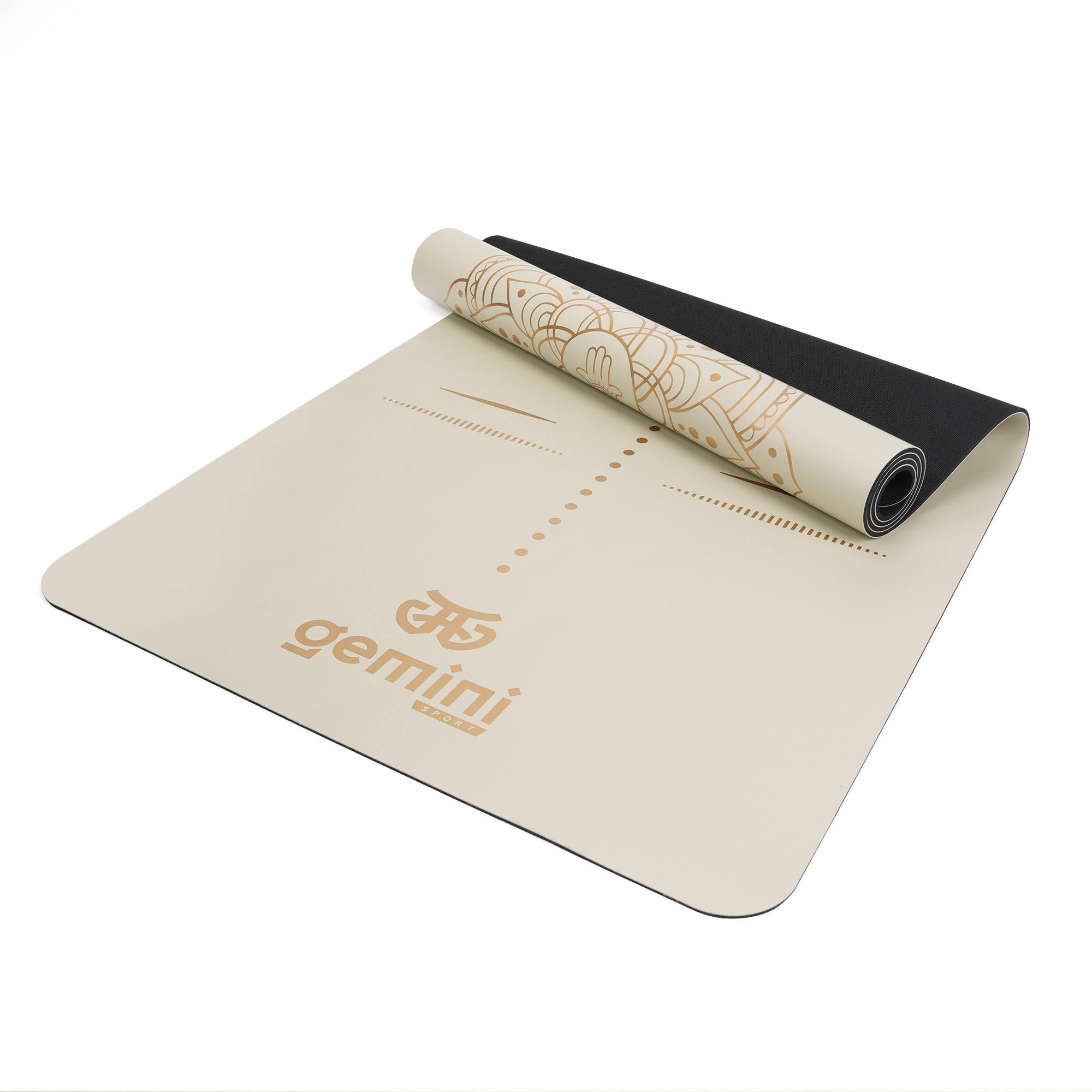 Килимок для йоги каучуковий поліуретан Gemini Sport Pro 183см*68см*5мм PUY-3900-10 Кремовий