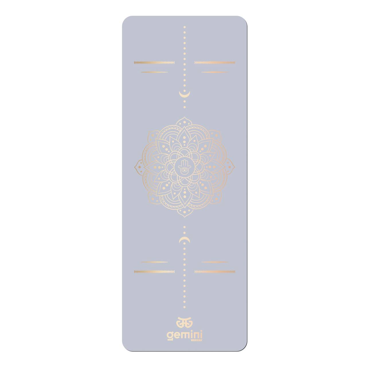 Килимок для йоги каучуковий поліуретан Gemini Sport Pro 183см*68см*5мм PUY-3900-4 Сіро-Блакитний