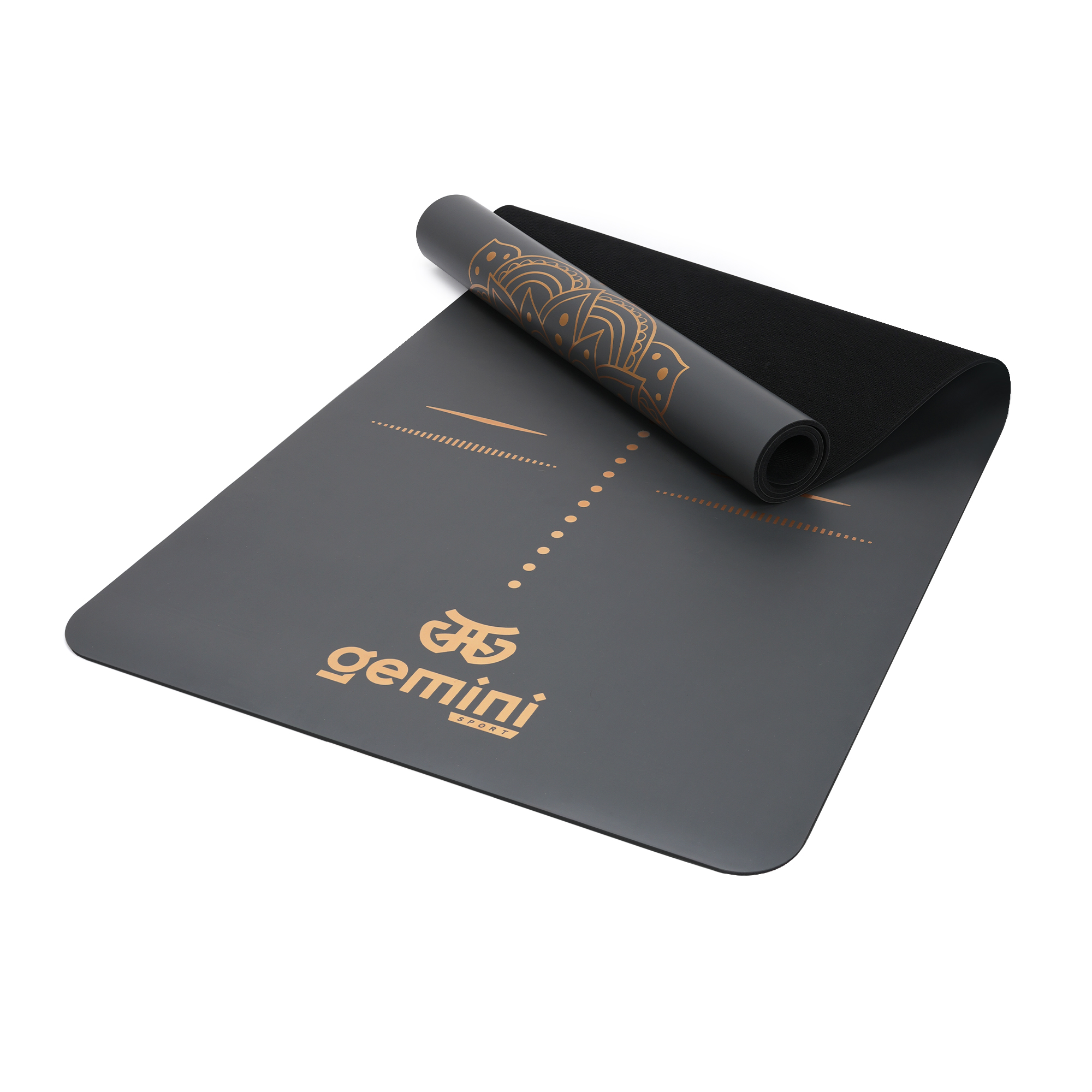 Килимок для йоги каучуковий поліуретан Gemini Sport Pro 183см*68см*5мм PUY-3900-7 Темно-Сірий