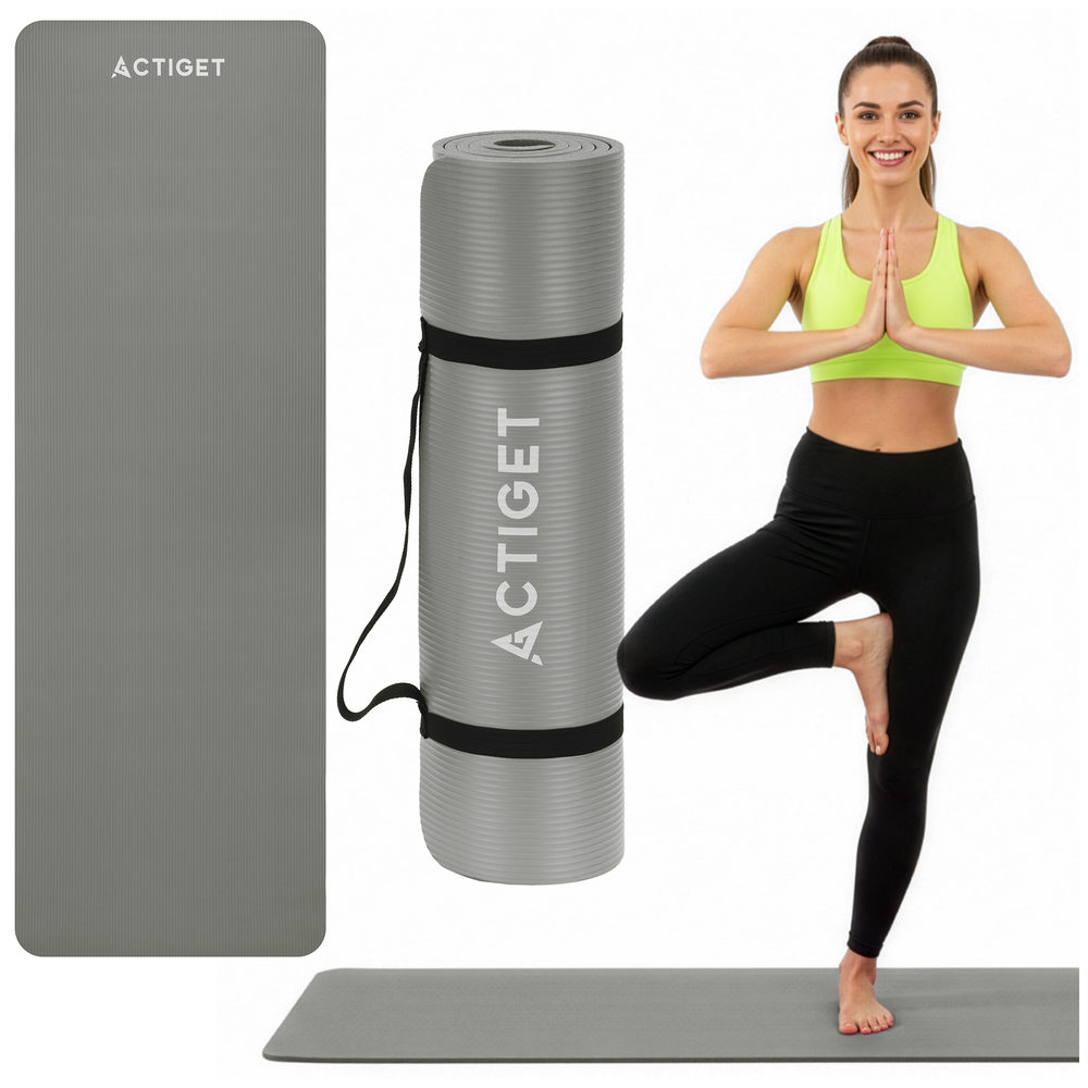 Килимок спортивний Actiget NBR 183 x 61 x 1 cм для йоги та фітнесу ACT0019 Grey