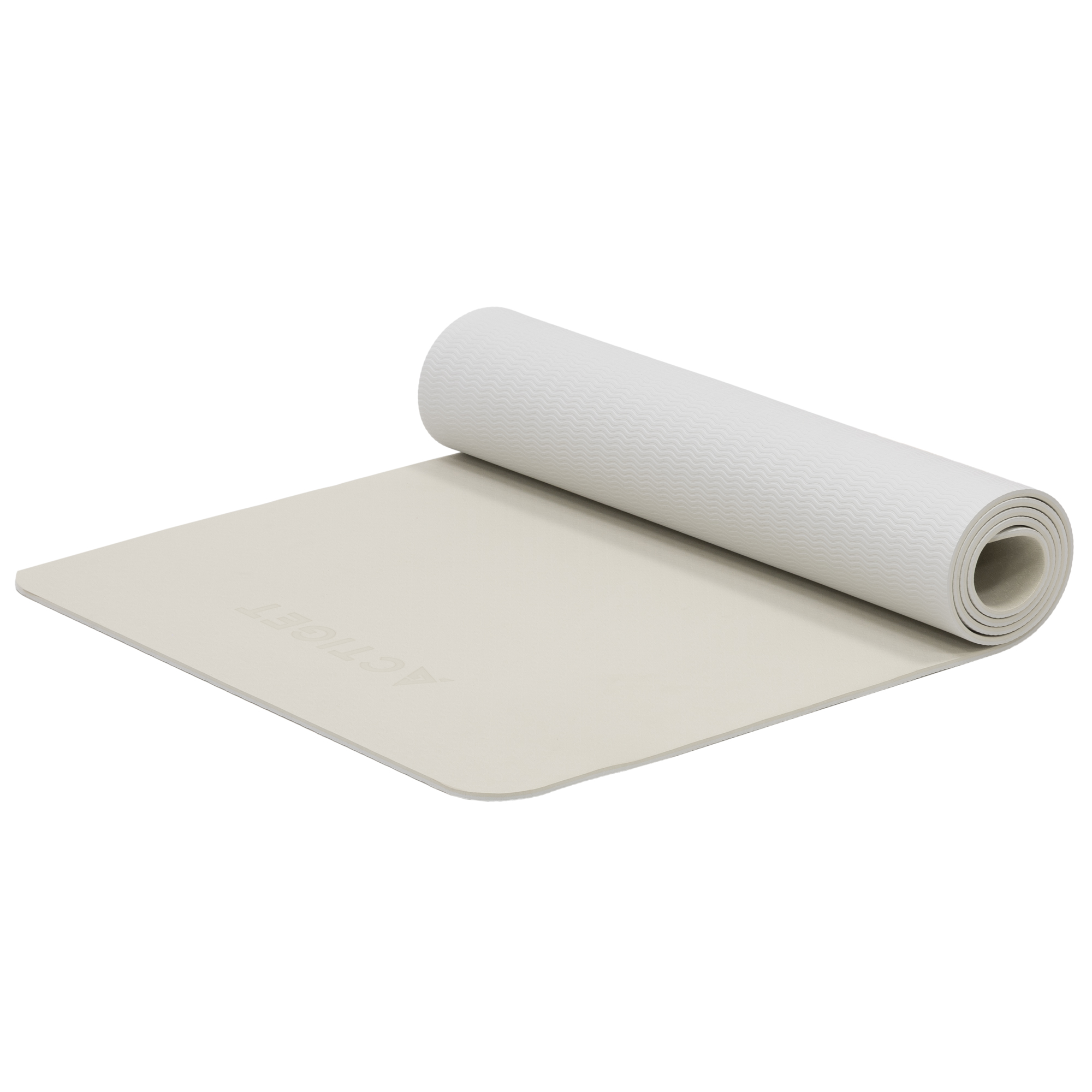 Килимок спортивний Actiget TPE 183 x 61 x 0.6 см для йоги та фітнесу ACT0025 Biege/Grey
